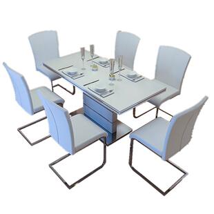 可好餐桌椅组合现代简约家用小户型西餐桌餐台白色烤漆亮光创意