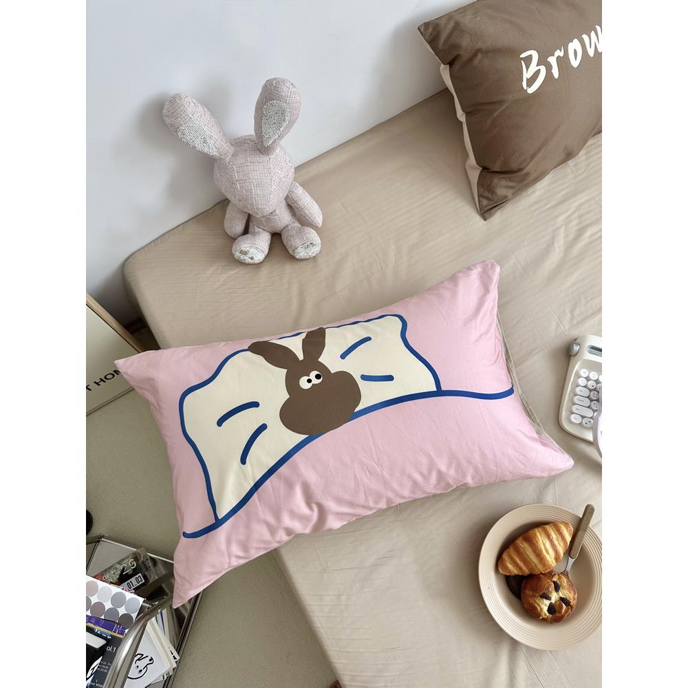 数码印花专版网红兔子可爱卡通单枕套枕头套全棉纯棉单人枕芯套