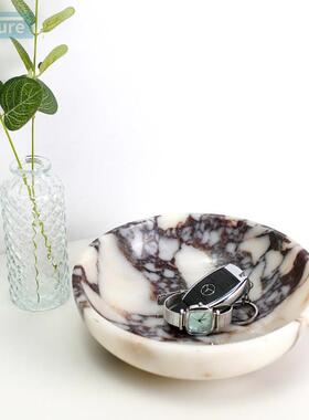 意大利无障碍豪华天然卡紫色大理石水果小吃储物碗珠宝储物盆装饰