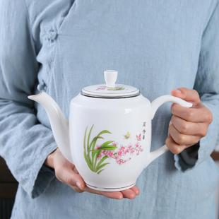 陶瓷茶壶家用商用餐厅酒店民宿泡茶器带过滤中式 中式 单壶带把防烫