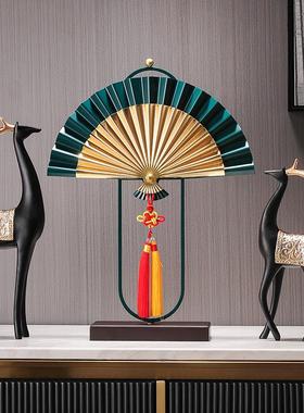 新中式摆件客厅桌面酒柜玄关禅意摆台乔迁新居礼品扇子家居装饰品