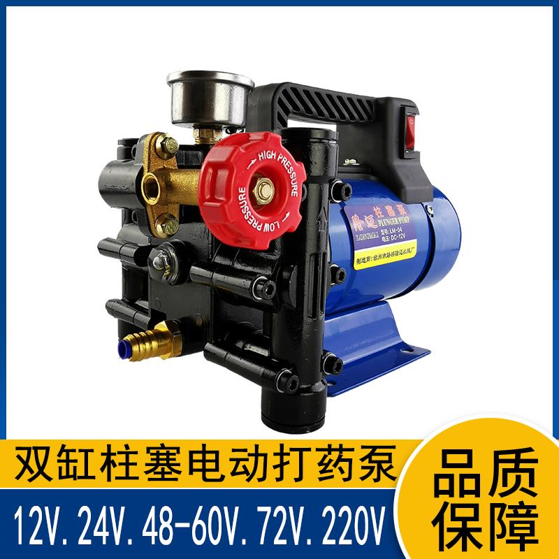 手提式打药机农用电动果树喷雾器12V48V60V高压双缸柱塞打药泵