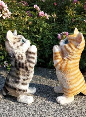 彷真猫咪摆件可爱小猫客厅房间卧室花园装饰猫创意生日礼物女礼品