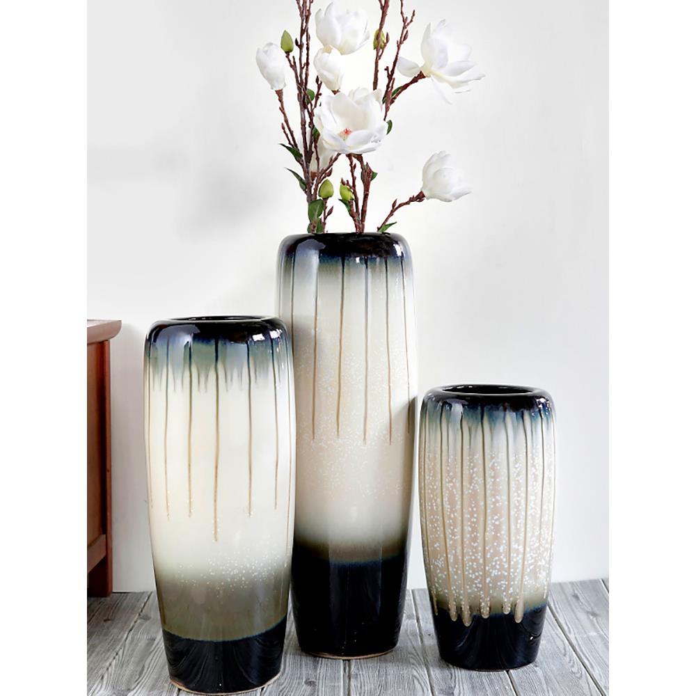 陶瓷落地古铜色现代时尚客厅景德镇摆件玄关插干花花器欧式大花瓶