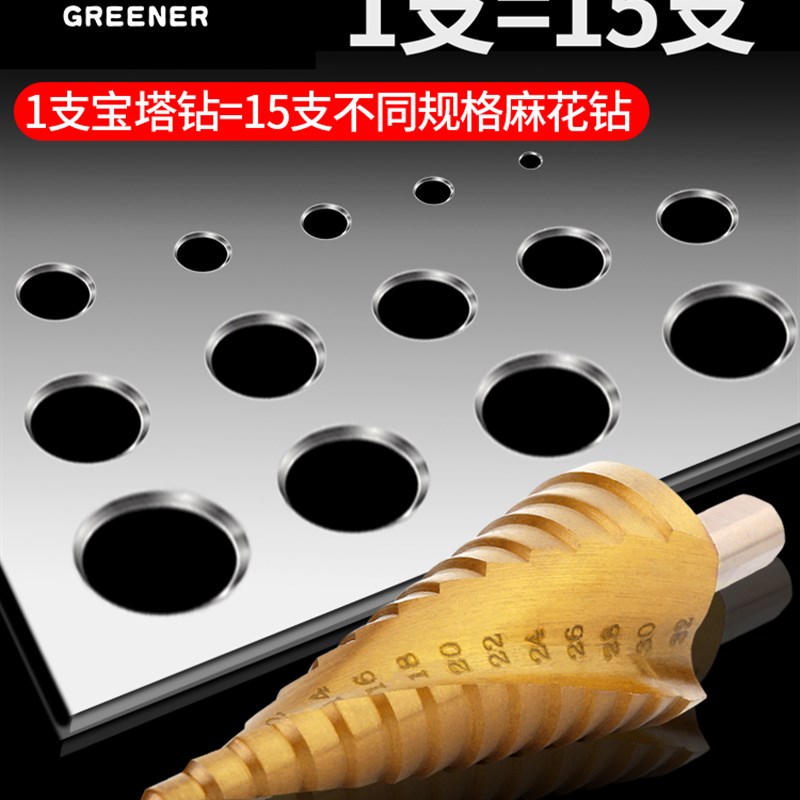 新款宝塔钻头扩孔打孔阶梯多功能H不锈钢金属开孔器钢铁转