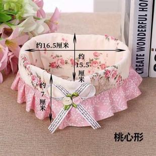 手工草藤编桌面收纳盒化妆品篮布艺蕾丝杂物筐手机钥匙遥控收纳筐