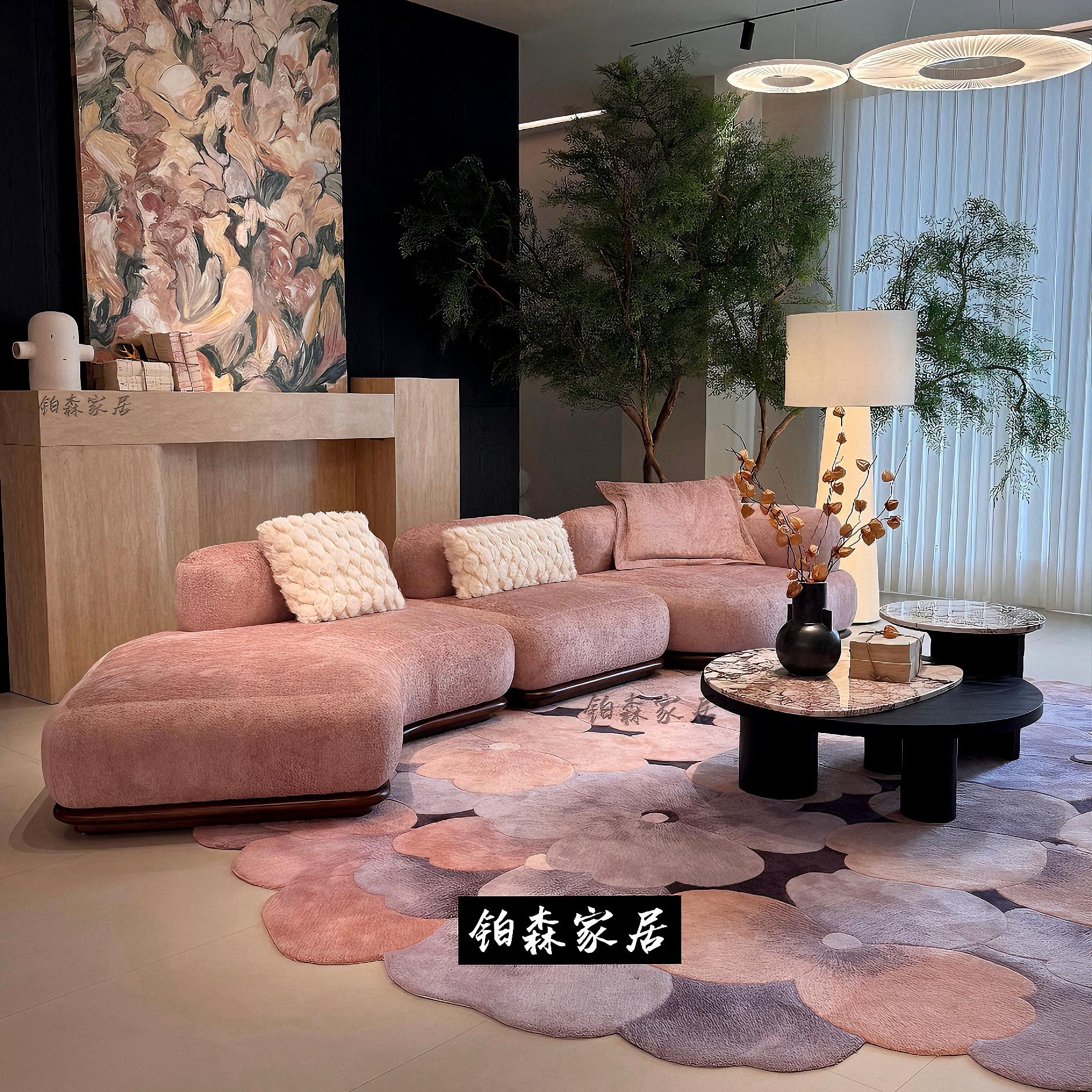 布艺模块观山沙发客厅2026新款现代简约别墅皮布转角贵妃组合沙发