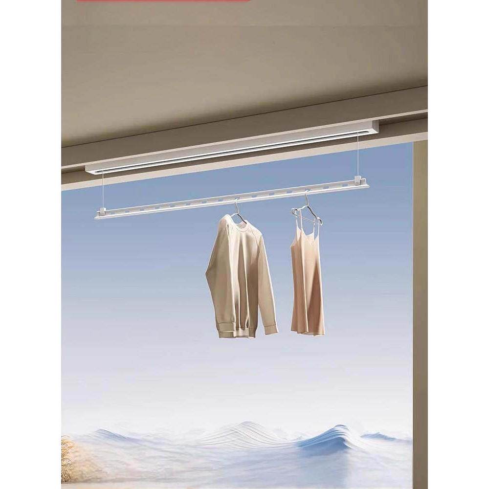 盼盼电动晾衣架阳台室内隐形窗帘箱遥控可调晾衣杆家用晾衣架