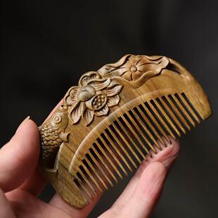 天然桃木梳子家用木头绿檀香木防脱发男女长发专用防静电儿童随身