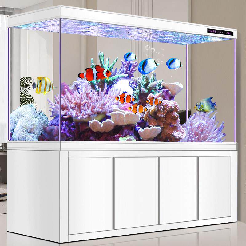 新款鱼缸客厅大型水族箱底滤超白玻璃家用隔断生态红龙缸免换水