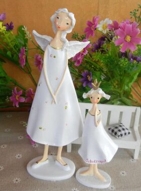 北欧田园树脂摆件母女天使店铺装饰品书房搁板酒柜摆设创意礼品