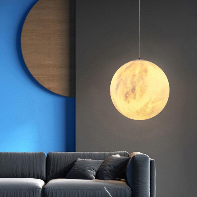 北欧后现代月球吊灯创意个性餐厅卧室阳台酒店儿童房月亮星球吊灯