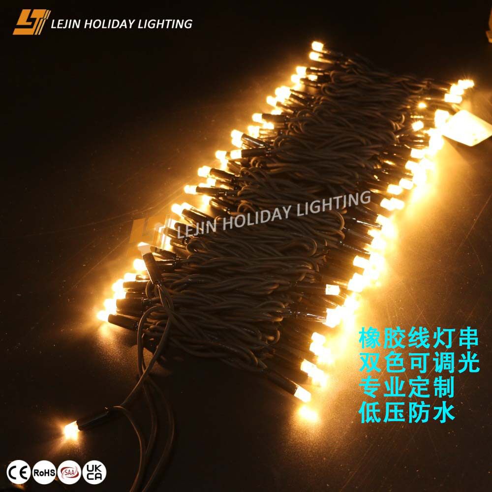 跨境LED智能灯串户外亮化公园装饰彩灯防水黑色橡胶线双色灯