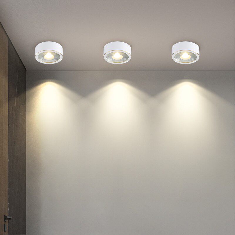 全铜明装筒灯led 超薄北欧小射灯嵌入式阳台免开孔圆形过道吸顶灯,家装灯饰光源,明装筒灯,淘宝优惠券,粉丝福利购,淘宝优惠卷