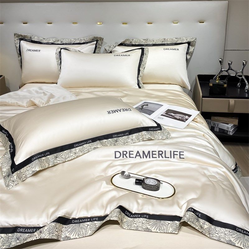 2024新款冰丝夏凉被四件套可机洗水洗真丝夏被空调被夏季薄款被子