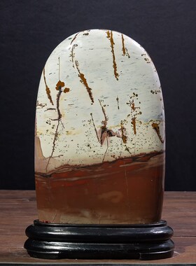 广西国画石天然奇石观赏石草花石B中式摆件客厅电视柜工艺品tg61