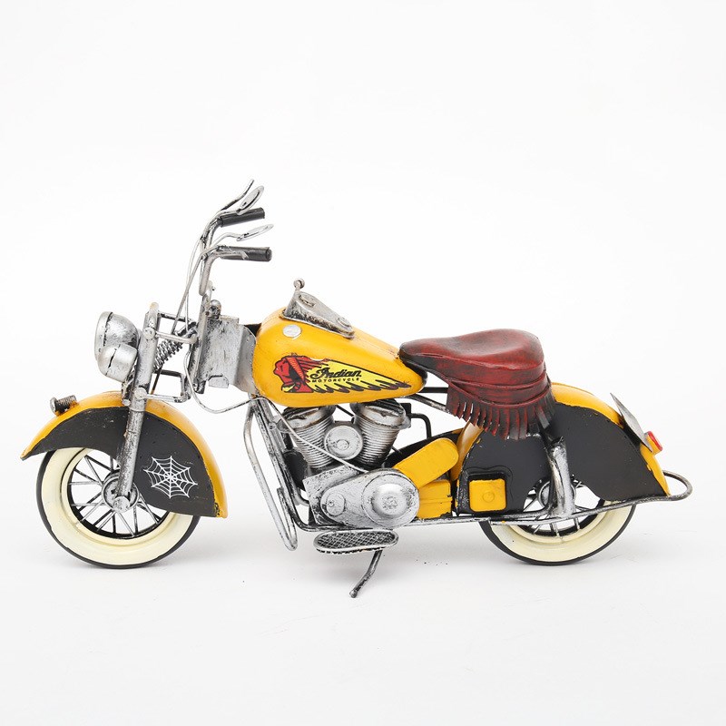 复古摩托车模型i摆件创意手工铁皮怀旧家居装饰品橱窗服装店小摆