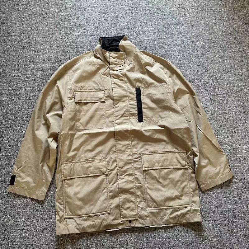 外贸男女士春秋户外多兜工装防风防水冲锋衣中长款风衣开衫外套