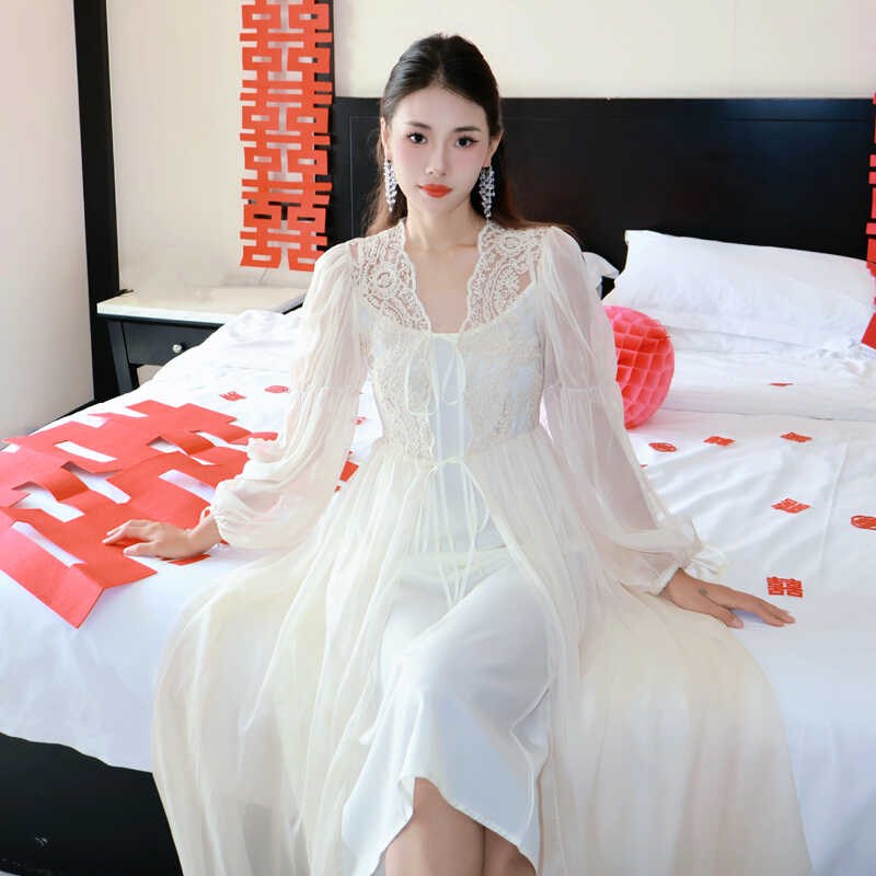 法式结婚晨袍女新娘婚礼高级感z小众轻婚纱两件套伴娘服晨拍礼服