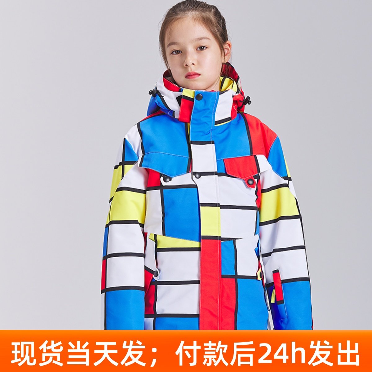 儿童滑雪服套装加厚m保暖防水防风户外冲锋衣服外贸成人滑雪衣紫