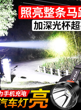 三戟叉头灯头戴式充电远r射钓鱼灯锂电超长续航大功率户外照鳝鱼