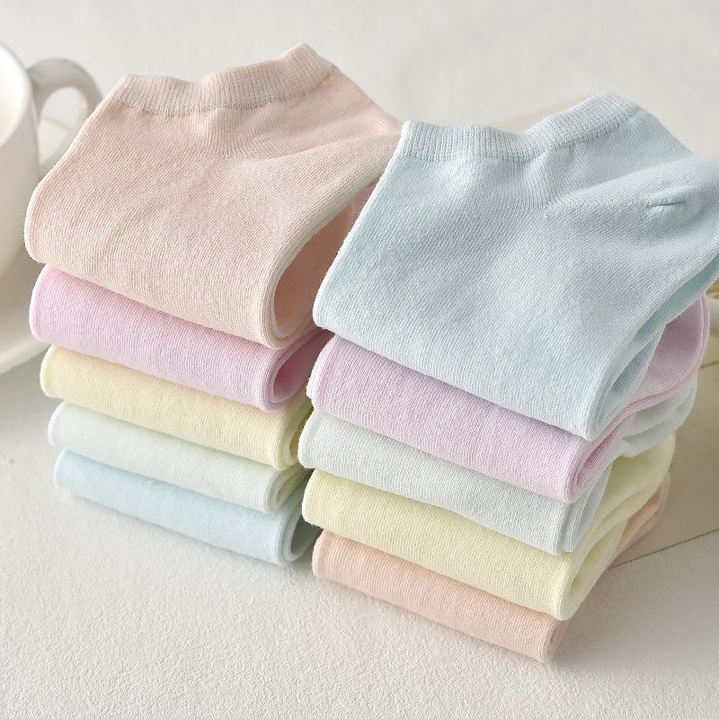 春夏季袜子女短袜纯棉糖果色浅口袜纯色薄款低帮学生袜简约个性