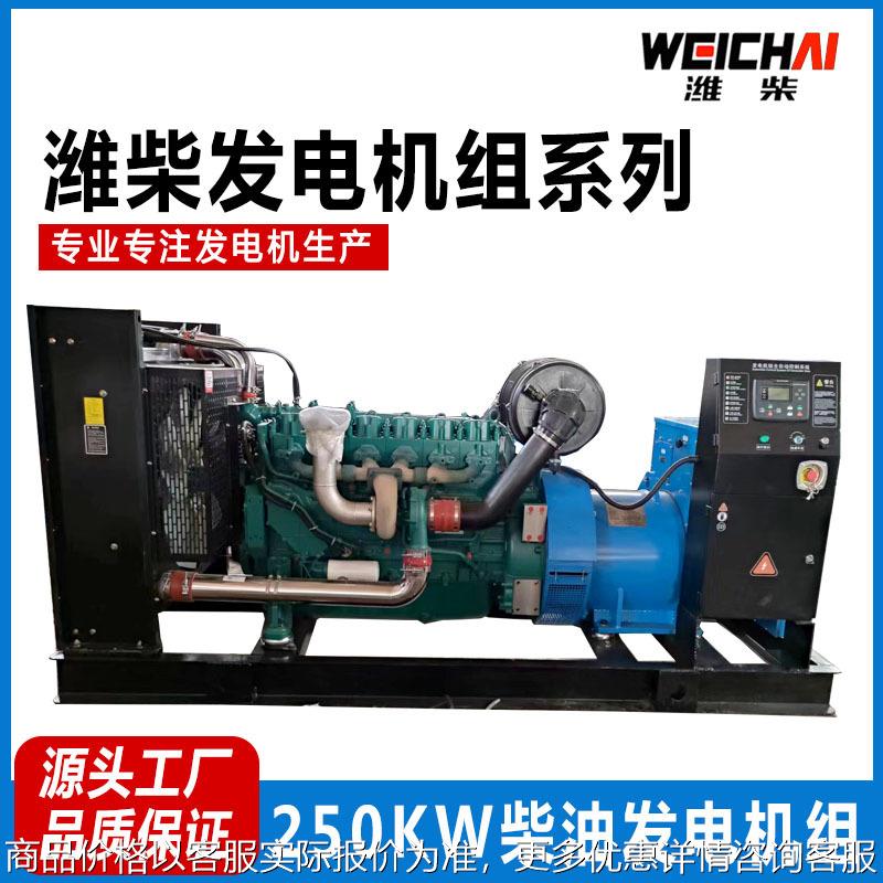 潍柴250KW千瓦发电机组 无刷配三相电380V伏低油耗厂家直销发电机