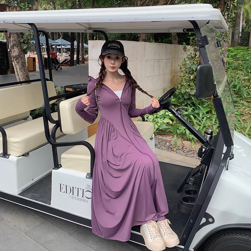 全身防晒衣女2026夏季新款原纱冰丝全身防晒服外套长款修身防晒裙