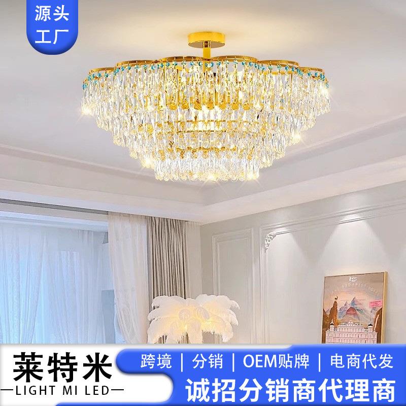 轻奢大气酒吧餐厅灯欧式现代客厅灯新款家用水晶吊灯北欧卧室灯具