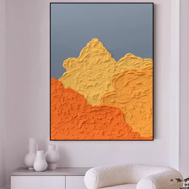 大芬油画村纯手绘挂画抽象立体肌理画客厅沙发背景装饰画橙心橙意