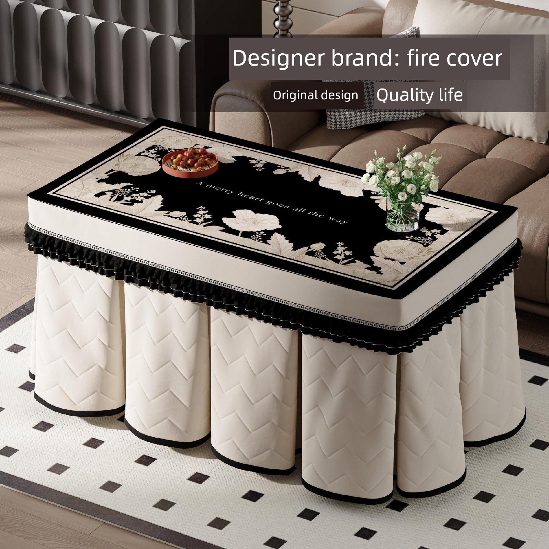 2024新款中古风烤火罩加厚烤火桌罩套长方形电炉罩电烤炉取暖桌罩