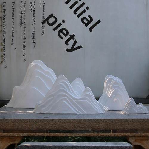 室内白假山干景观入口园林景观商场橱窗切片山形雪波石微景观装饰