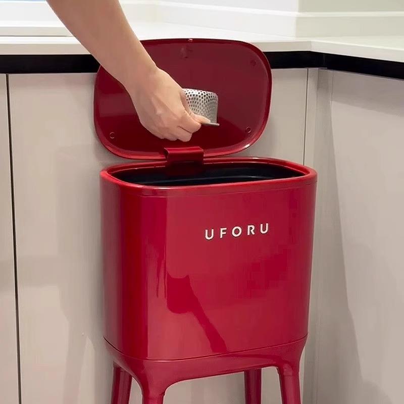 厨房垃圾桶大号大容量带盖子免弯腰可移动家用客厅轻奢高档高颜值