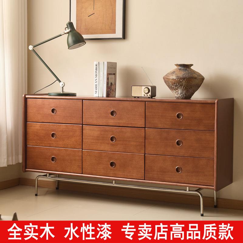 实木五斗柜北欧覆古小户型卧室床尾收纳柜抽屉收纳盒柜客厅中古家