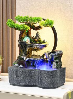 假山流水生财摆件循环水景办公室客厅玄关风水轮桌面摆件开业乔迁