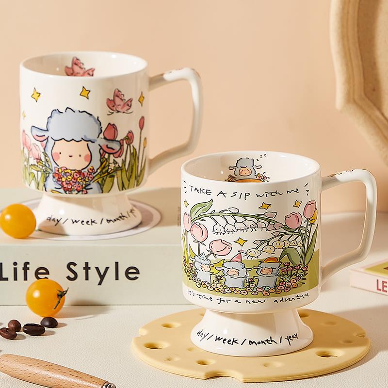 马克杯陶瓷杯女生闺蜜情侣水杯送礼可爱卡通杯子家用早餐杯咖啡杯