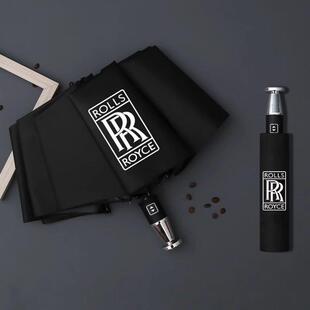 罗尔斯·罗伊斯处理伞10骨自动折叠乙烯基防晒伞汽车标志伞