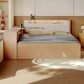 高箱榻榻米床北欧轻奢儿童房1.2米单人床小户型板式 收纳收纳床