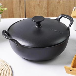 小幸福铸铁23cm 宝锅铁盖氮化铁锅家用无涂层多功能炒锅炖 36cm元