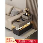 意式 极简沙发边柜客厅收纳智能边几沙发侧边多功能柜咖啡机柜定制