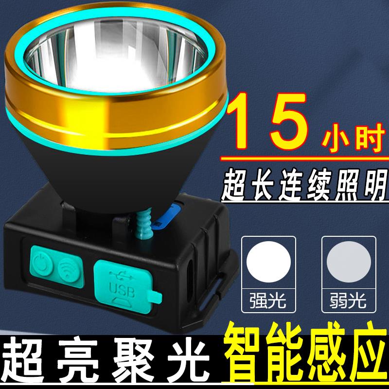 感应头灯强光超亮充电夜钓钓鱼专用户外防水疝气灯矿灯超长续航