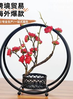 跨境酒架摆件新中式电视柜小鹿风禅意客厅玄关家居装饰品铁艺花架
