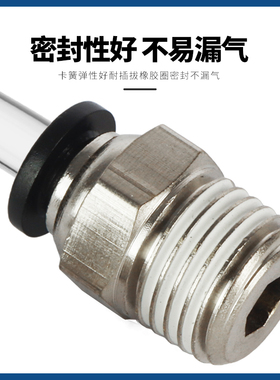 气动元件8mm气管快速接头PC4-M5快插螺纹直通6-01/PC8-0W2/10-03