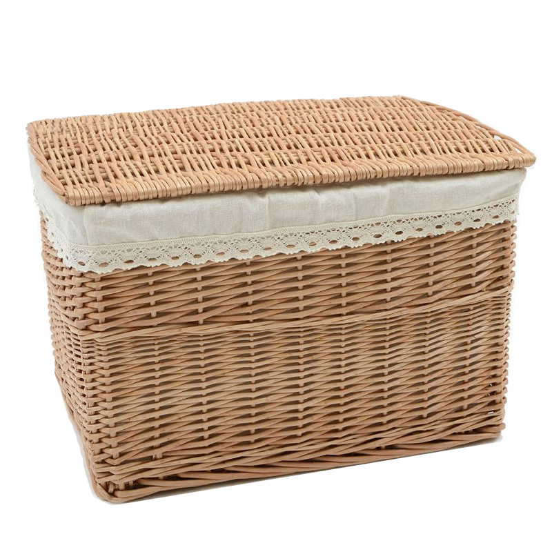 家居特大号藤编j柳编田园带盖收纳筐脏衣篮藤筐篮子储物箱整理箱