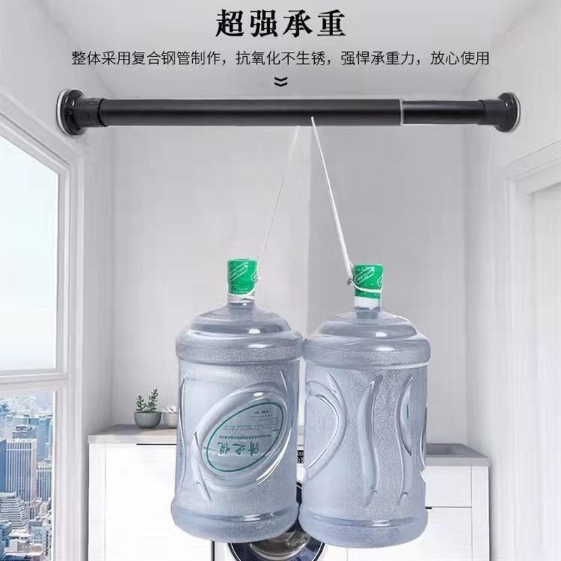 卧室免打孔窗帘杆可伸缩罗马杆加厚加粗多K功能晾衣杆浴室衣柜撑