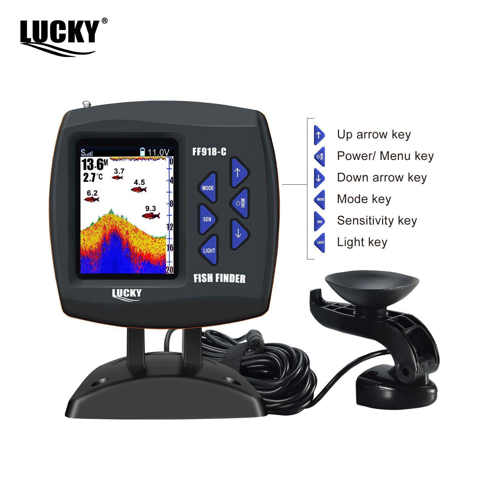 LUCKY有线船用声纳智能探测器180m船用有线探鱼器