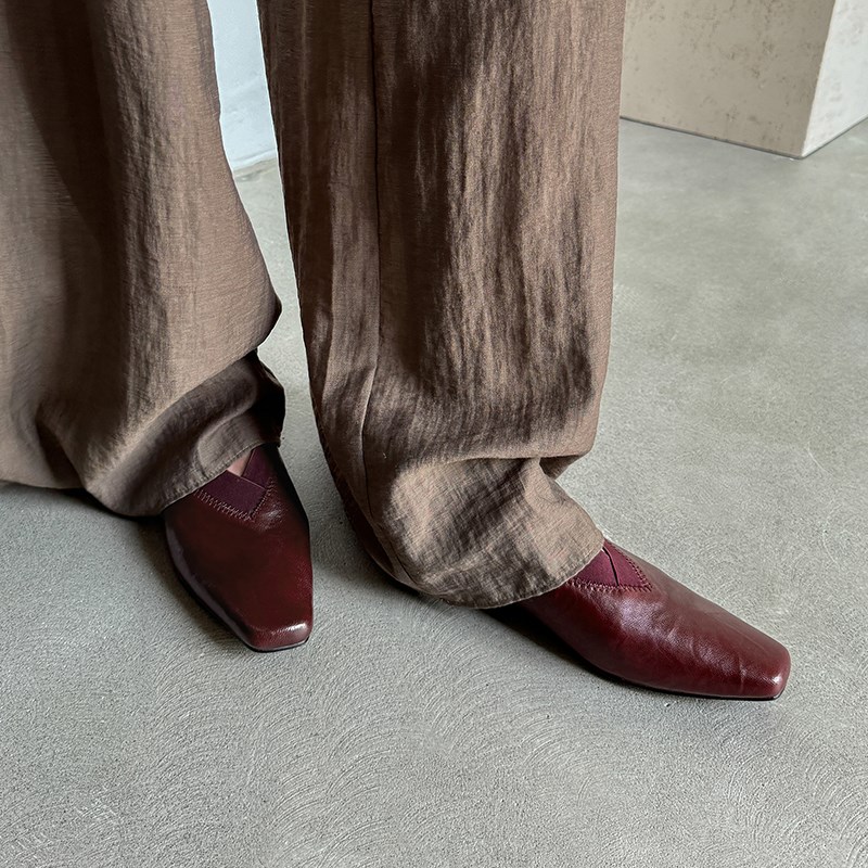 鹿与奈良气质法i式真皮复古英伦风方头平底单鞋女懒人小皮鞋子夏