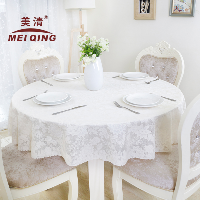 园形欧式PVfC圆形桌布塑料蕾丝圆型餐桌垫台布艺高档奢华防水防烫