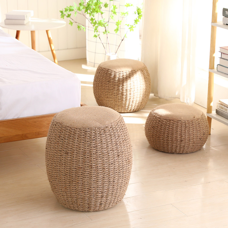 麻绳矮凳换鞋凳手工坐墩创意圆凳沙发茶几凳家用客厅阳台实木板凳,住宅家具,矮凳,淘宝优惠券,粉丝福利购,淘宝优惠卷