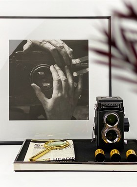 现代简约样板房飘窗台摆件胶卷相机摄影主题卧室客厅边几软装饰品